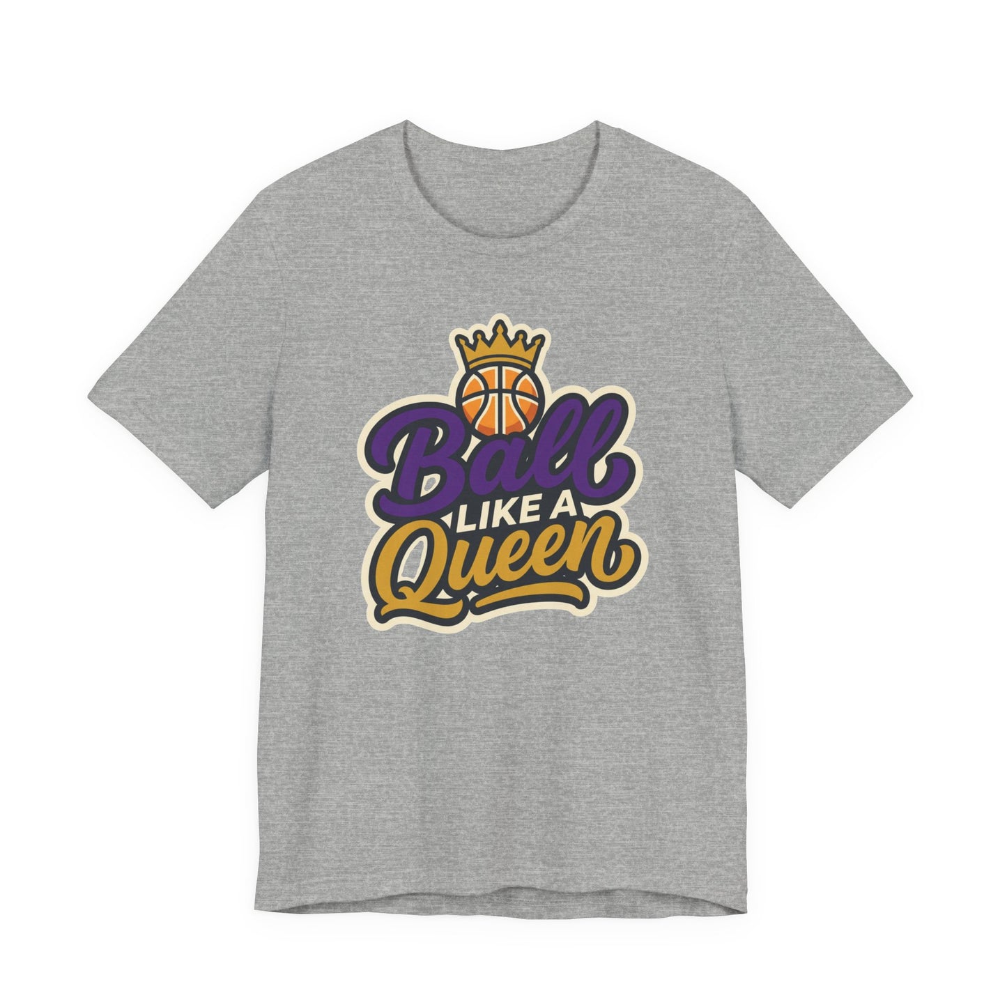 Ball Like A Queen Basketball T-Shirt | Purple Gold Hoops Tee | Gift for Female Players