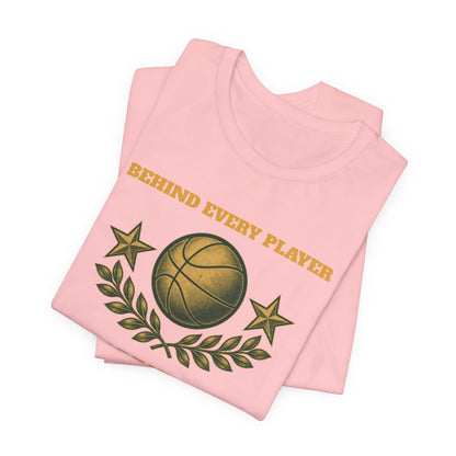 Behind Every Player is a Great Coach Basketball T-Shirt | Gold Crest Tee | Coach Gift