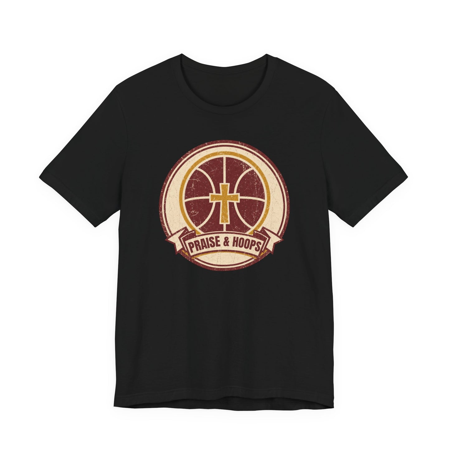 Praise & Hoops Basketball T-Shirt | Faith Cross Tee | Perfect Gift for Ballers