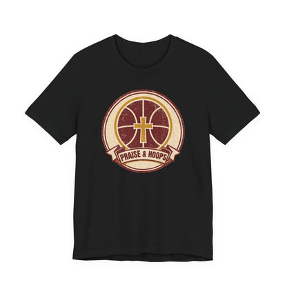 Praise & Hoops Basketball T-Shirt | Faith Cross Tee | Perfect Gift for Ballers