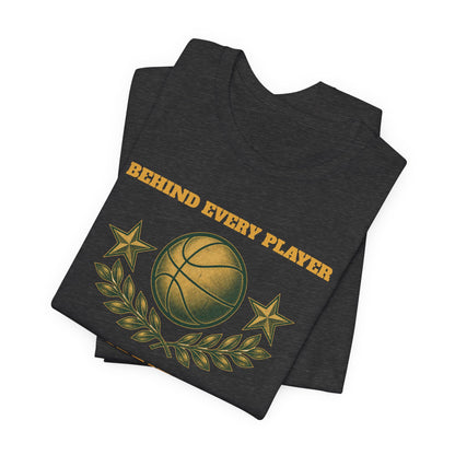 Behind Every Player is a Great Coach Basketball T-Shirt | Gold Crest Tee | Coach Gift