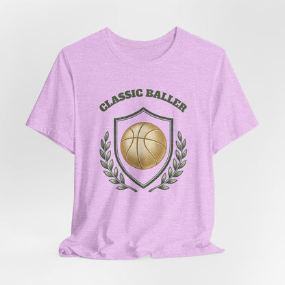 Classic Baller Basketball T-Shirt | Retro Gold Ball Tee | Perfect Gift for Hoopers