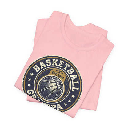 Basketball Grandpa Est. 2024 T-Shirt | Vintage Badge Tee | Family Gift