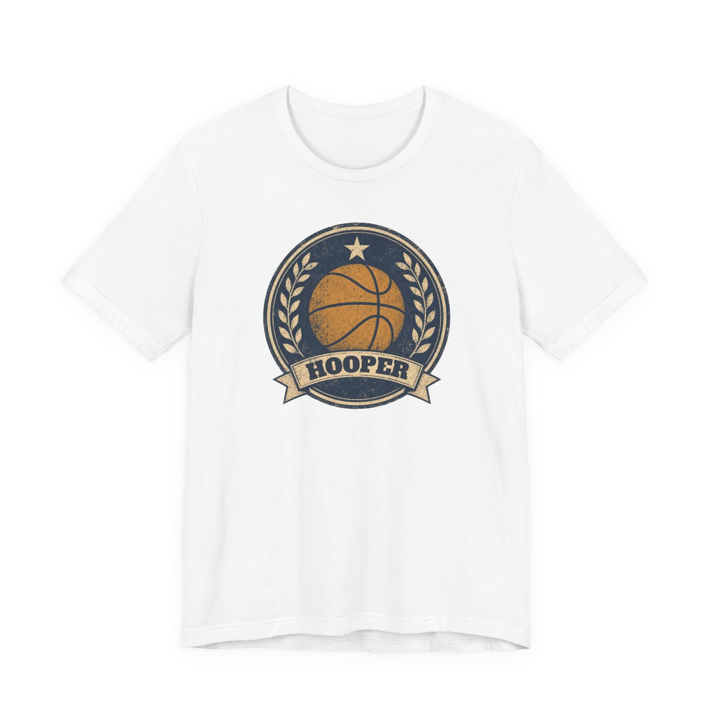 Hooper Vintage Badge Basketball T-Shirt | Retro Gold Star Tee | Perfect Gift for Ballers