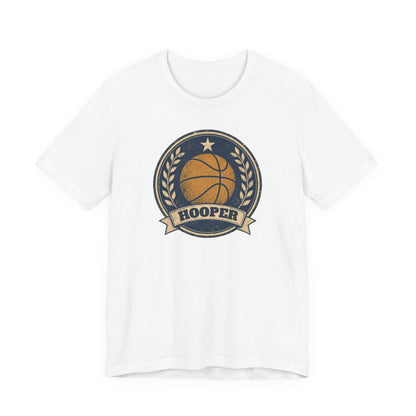 Hooper Vintage Badge Basketball T-Shirt | Retro Gold Star Tee | Perfect Gift for Ballers