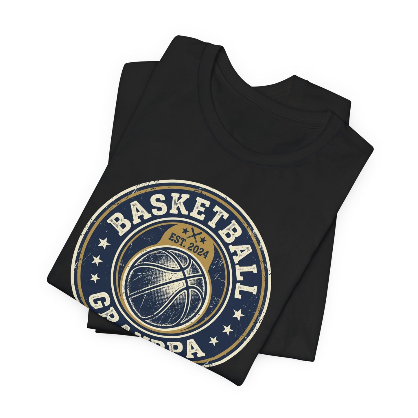 Basketball Grandpa Est. 2024 T-Shirt | Vintage Badge Tee | Familiengeschenk