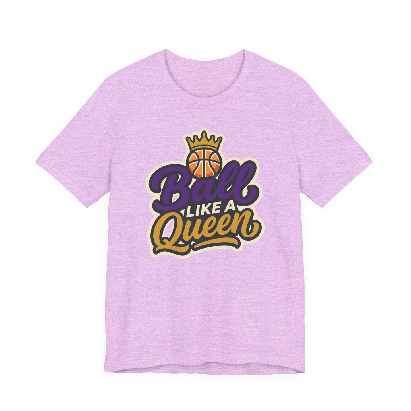 Ball Like A Queen Basketball T-Shirt | Purple Gold Hoops Tee | Gift for Female Players