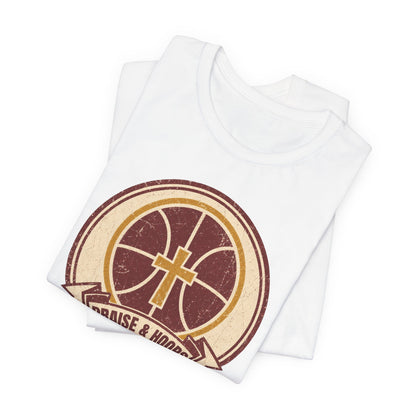 Praise & Hoops Basketball T-Shirt | Faith Cross Tee | Perfect Gift for Ballers
