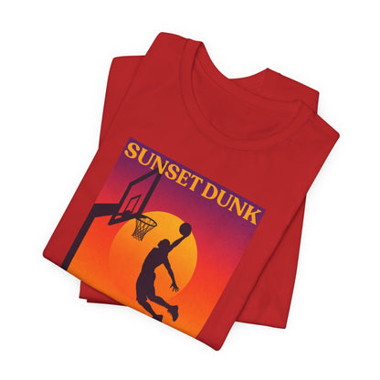 Sunset Dunk Basketball T-Shirt | Retro Silhouette Tee | Perfect Gift for Hoopers