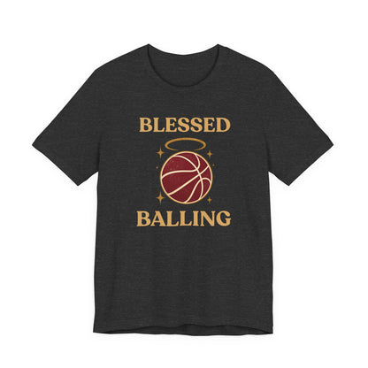 Blessed and Balling Basketball T-Shirt | Faith Halo Tee | Perfect Gift for Hoopers