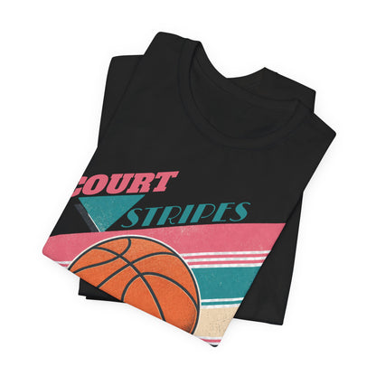 Court Stripes Retro Basketball T-Shirt | Vintage Tee | Perfect Gift for Hoopers