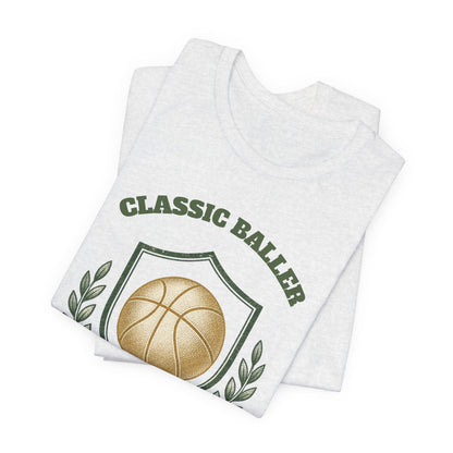 Classic Baller Basketball T-Shirt | Retro Gold Ball Tee | Perfect Gift for Hoopers