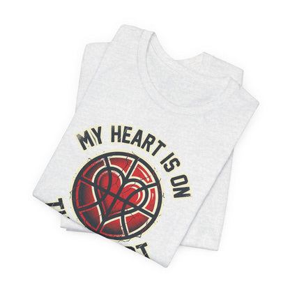 My Heart Is On That Court Basketball T-Shirt | Red & Black Tee | Perfect Gift for Hoopers
