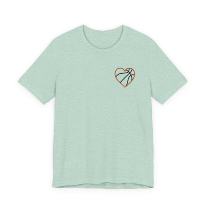 Embroidered Basketball Heart T-Shirt | Minimalist Hoops Tee | Premium Basketball Lover Shirt