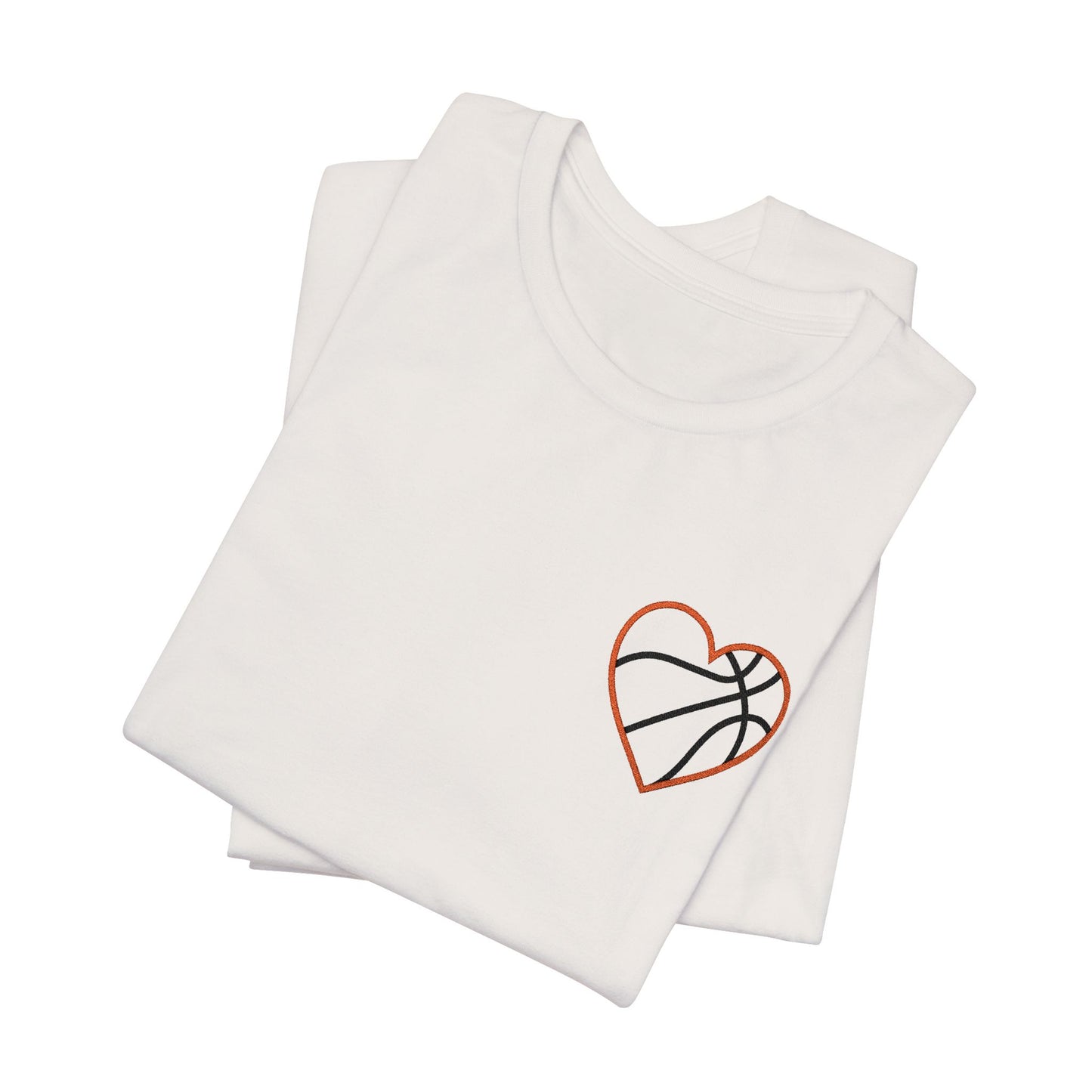 Besticktes Basketball-Herz T-Shirt | Minimalistisches Hoops-Shirt | Premium Basketball-Liebhaber Shirt