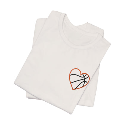 Embroidered Basketball Heart T-Shirt | Minimalist Hoops Tee | Premium Basketball Lover Shirt