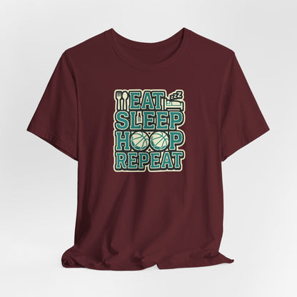 Eat Sleep Hoop Repeat Basketball T-Shirt | Funny Hooper Tee | Perfect Gift for Players