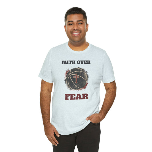 Faith Over Fear Basketball T-Shirt | Cross & Ball Tee | Hooper's Mindset