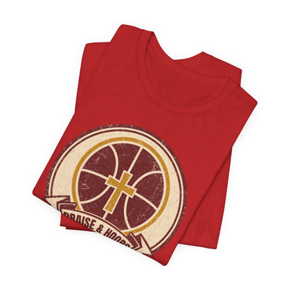 Praise & Hoops Basketball T-Shirt | Faith Cross Tee | Perfect Gift for Ballers