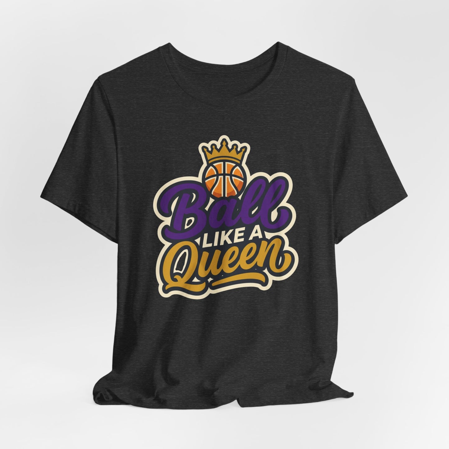 Ball Like A Queen Basketball T-Shirt | Purple Gold Hoops Tee | Gift for Female Players