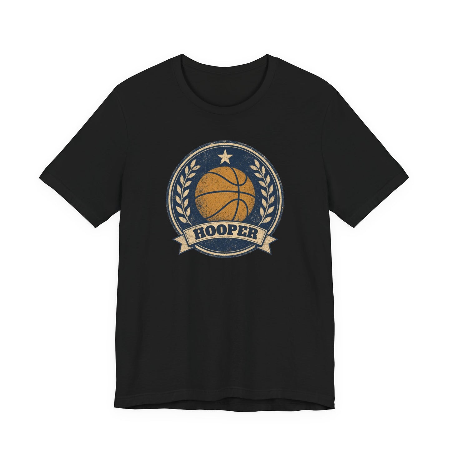 Hooper Vintage Badge Basketball T-Shirt | Retro Gold Star Tee | Perfect Gift for Ballers