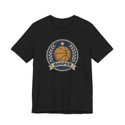 Hooper Vintage Badge Basketball T-Shirt | Retro Gold Star Tee | Perfect Gift for Ballers