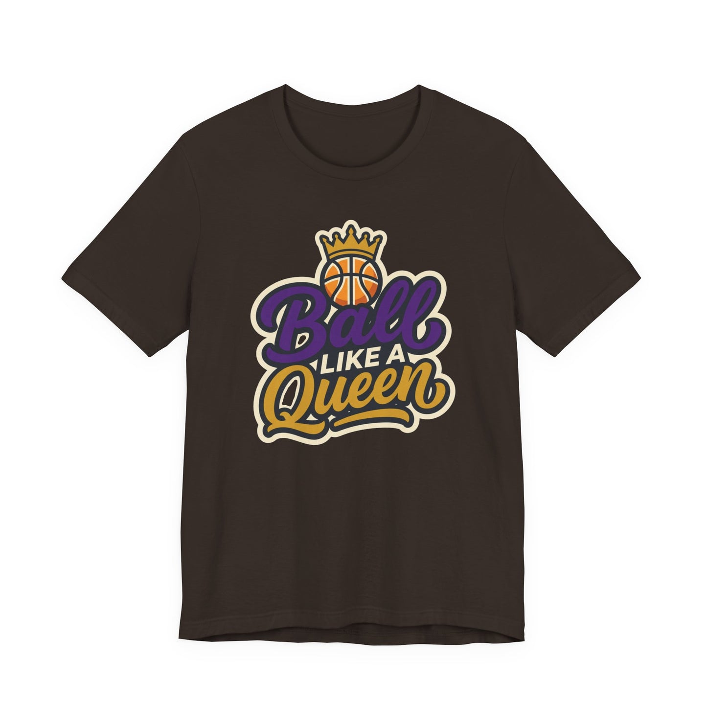 Ball Like A Queen Basketball T-Shirt | Purple Gold Hoops Tee | Gift for Female Players