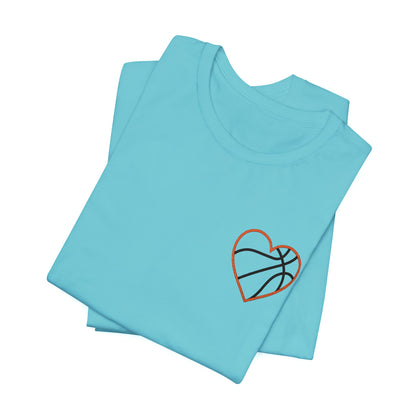 Embroidered Basketball Heart T-Shirt | Minimalist Hoops Tee | Premium Basketball Lover Shirt