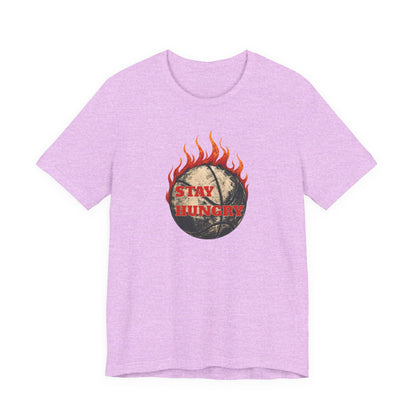 Stay Hungry Flaming Basketball T-Shirt | Motivational Hooper Tee | Perfect Gift for Players