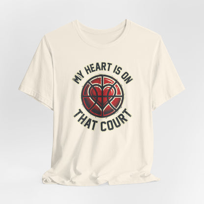My Heart Is On That Court Basketball T-Shirt | Red & Black Tee | Perfect Gift for Hoopers