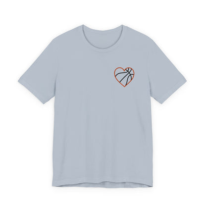 Embroidered Basketball Heart T-Shirt | Minimalist Hoops Tee | Premium Basketball Lover Shirt
