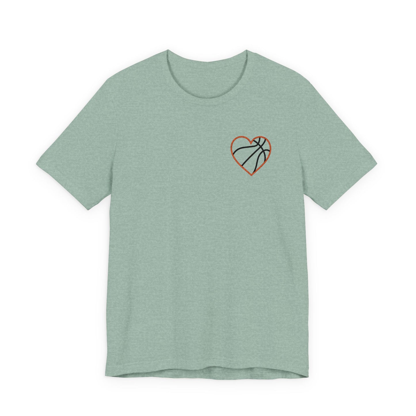 Besticktes Basketball-Herz T-Shirt | Minimalistisches Hoops-Shirt | Premium Basketball-Liebhaber Shirt