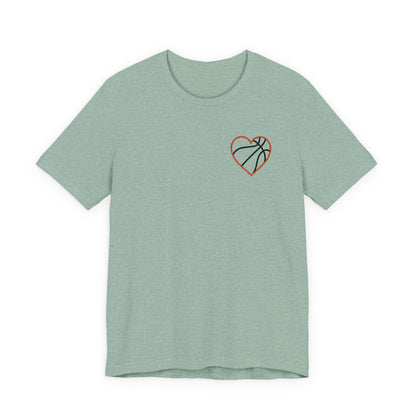 Embroidered Basketball Heart T-Shirt | Minimalist Hoops Tee | Premium Basketball Lover Shirt