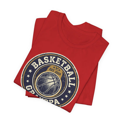 Basketball Grandpa Est. 2024 T-Shirt | Vintage Badge Tee | Family Gift