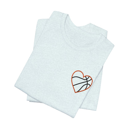 Embroidered Basketball Heart T-Shirt | Minimalist Hoops Tee | Premium Basketball Lover Shirt