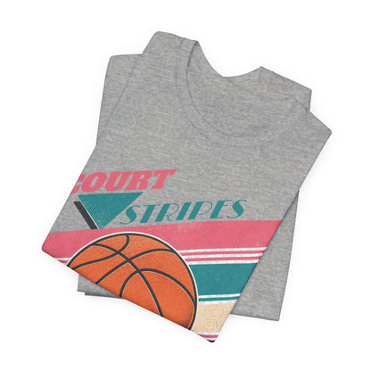 Court Stripes Retro Basketball T-Shirt | Vintage Tee | Perfect Gift for Hoopers