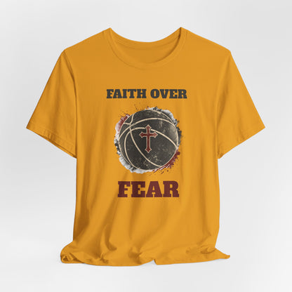 Faith Over Fear Basketball T-Shirt | Cross & Ball Tee | Hooper's Mindset