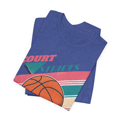 Court Stripes Retro Basketball T-Shirt | Vintage Tee | Perfect Gift for Hoopers