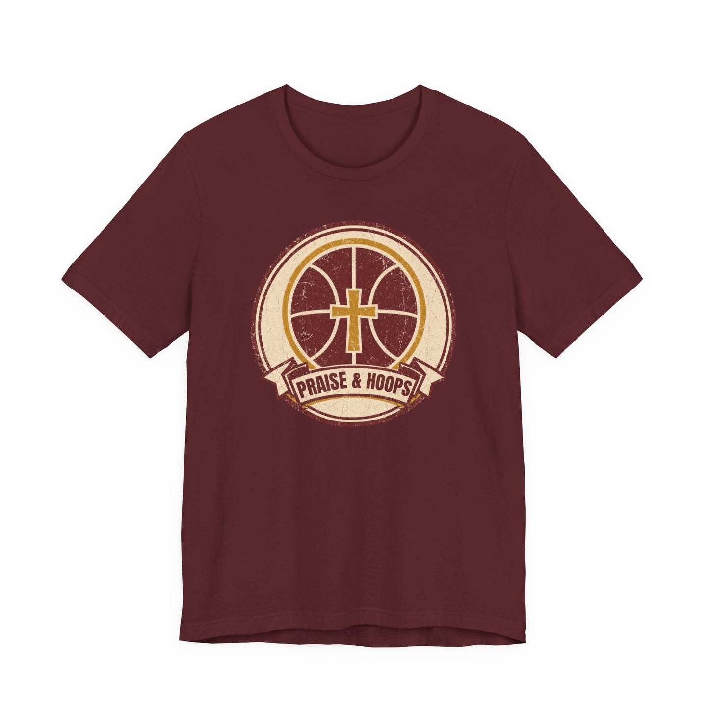 Praise & Hoops Basketball T-Shirt | Faith Cross Tee | Perfect Gift for Ballers