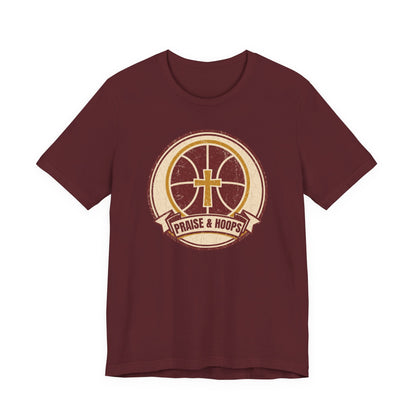 Praise & Hoops Basketball T-Shirt | Faith Cross Tee | Perfect Gift for Ballers