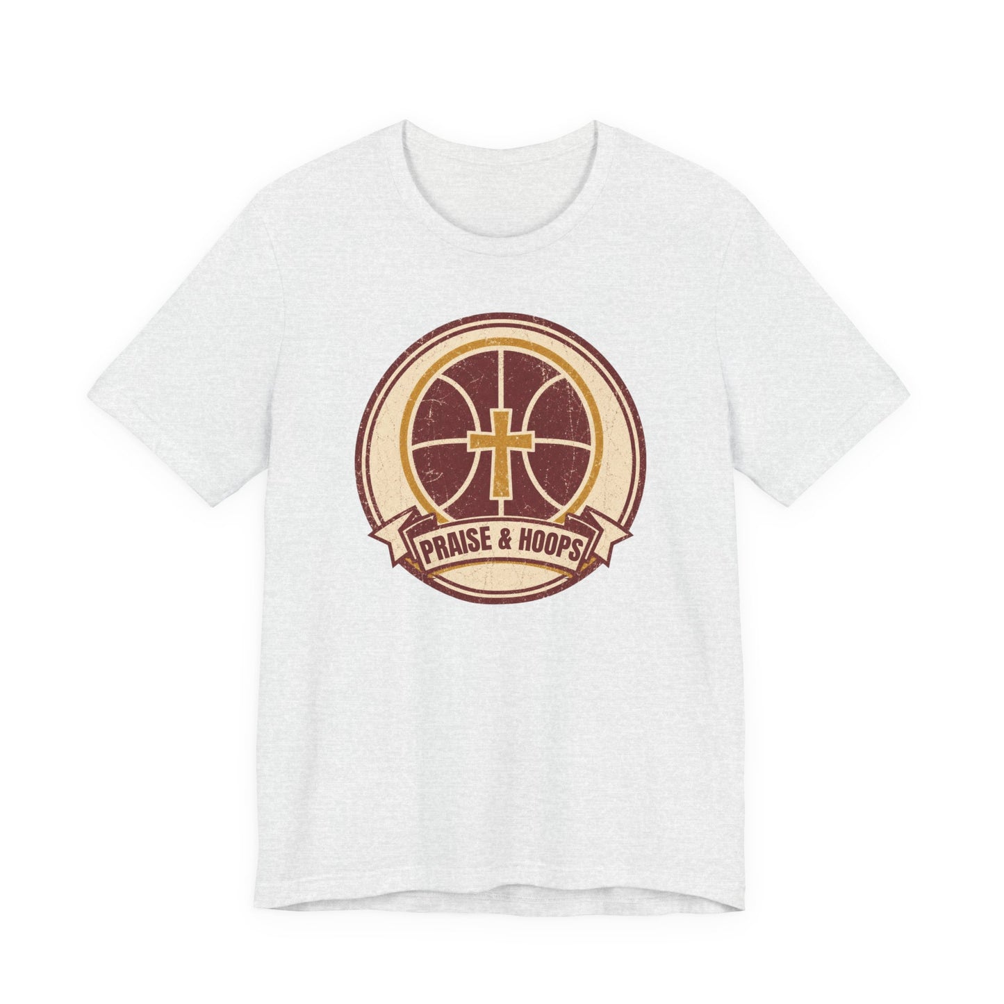 Praise & Hoops Basketball T-Shirt | Faith Cross Tee | Perfect Gift for Ballers