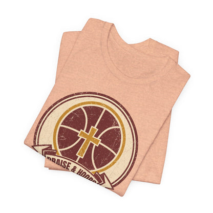 Praise & Hoops Basketball T-Shirt | Faith Cross Tee | Perfect Gift for Ballers