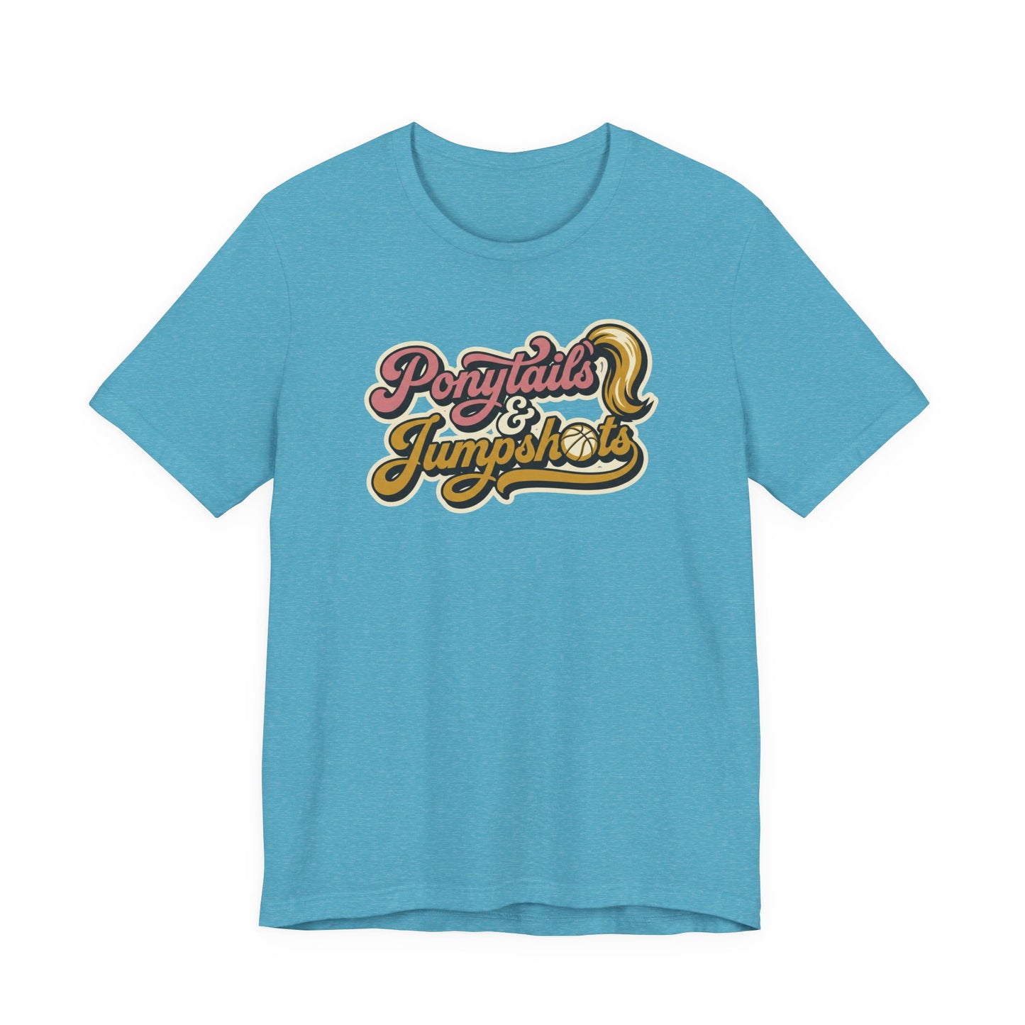 Ponytails & Jumpshots Basketball T-Shirt | Women's Hooper Tee | Perfect Gift for Female Ball Players