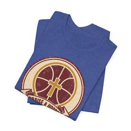 Praise & Hoops Basketball T-Shirt | Faith Cross Tee | Perfect Gift for Ballers