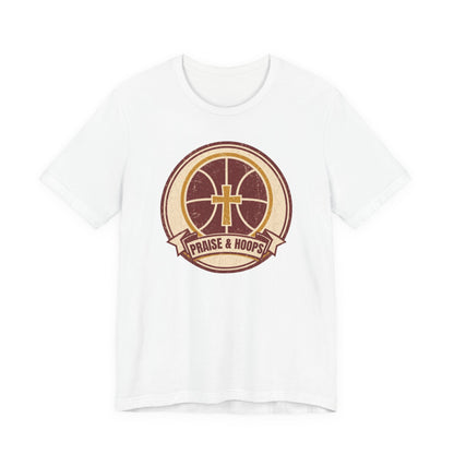 Praise & Hoops Basketball T-Shirt | Faith Cross Tee | Perfect Gift for Ballers