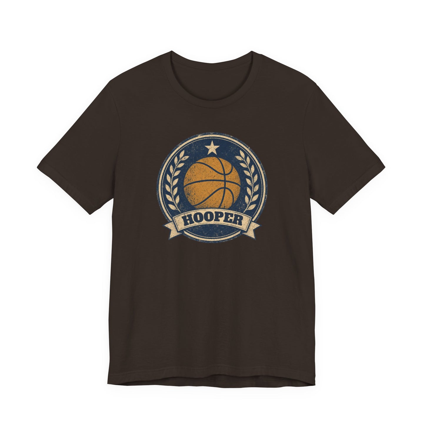 Hooper Vintage Badge Basketball T-Shirt | Retro Gold Star Tee | Perfect Gift for Ballers