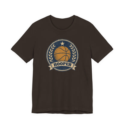 Hooper Vintage Badge Basketball T-Shirt | Retro Gold Star Tee | Perfect Gift for Ballers