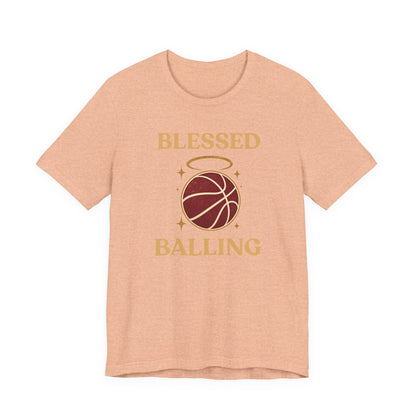Blessed and Balling Basketball T-Shirt | Faith Halo Tee | Perfect Gift for Hoopers