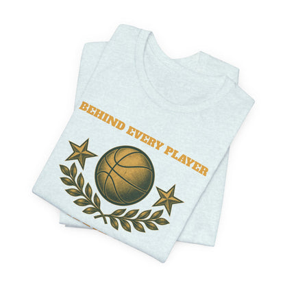 Behind Every Player is a Great Coach Basketball T-Shirt | Gold Crest Tee | Coach Gift