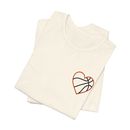 Embroidered Basketball Heart T-Shirt | Minimalist Hoops Tee | Premium Basketball Lover Shirt